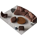 Modern Sofa And Coffee Table Set With Round Wooden Top Ottoman And Accent Chairs