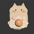 Cute Pink Game Anime Cat Character Holding Fried Egg with Runny Yolk in Animation