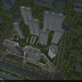 Aerial Urban Residential Community Planning With High Rise Buildings Green Areas And Roads