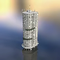 Modern High Rise Building Featuring Multiple Floors Windows And Unique Waterfront Design