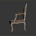 Elegant Ornate Single Chair With Floral Upholstery And Carved Wooden Details