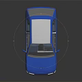 Blue Small Hatchback Car With White Roof And Black Windows On Reflective Surface