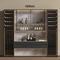 Elegant Modern Sideboard with Glass Doors Metal Frame and Wine Storage Racks