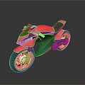 Red Sport Motorcycle 3D Rendering With Sleek Design Black Seat And Silver Wheels
