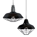 Modern Industrial Black Metal Pendant Lights With Wire Cage Design