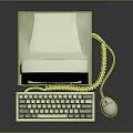 Vintage Computer Setup With CRT Monitor CPU Tower Keyboard And Mouse