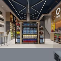Modern Supermarket Interior With Organized Shelves Displaying Assorted Products And Bright Lighting