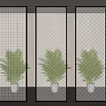 Modern partition carved glass partition screen 3d model
