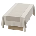 Light Beige Textured Tablecloths Draped Over Wooden Leg Tables In Various Styles