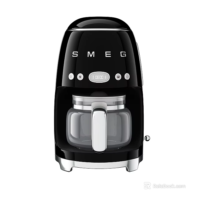 Vintage SMEG Coffee Machine with Black Retro Design Transparent Carafe and Control Buttons 3d model 