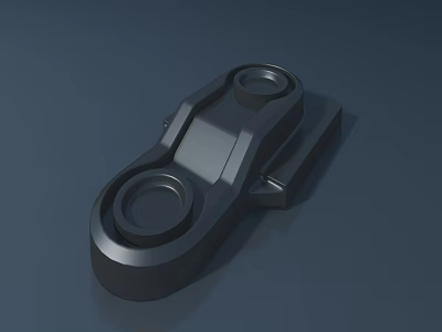 Black Metal Mechanical Part with Two Circular Holes and Solid Structure for Industrial Machinery 3d model