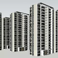 Modern High Rise Residential Buildings With Glass Curtain Walls And Urban Setting