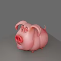 Cute Pink Cartoon Pig with Big Ears and Sleepy Expression