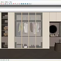Modern Wardrobe Design With Glass Doors Hanging Clothes And Storage Shelves