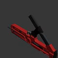 Red R-99 Gun Detailed View On Black Background With Magazine And Grip Design