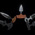 Assorted Daggers With Different Shapes Metal Blades And Wooden Handle