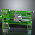 Green Industrial Lathe Machine With Metal Components Control Handles And Stable Base