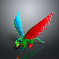 Vibrant 3D Dragon Animal Art With Green Body Blue Red Wings Detailed Design