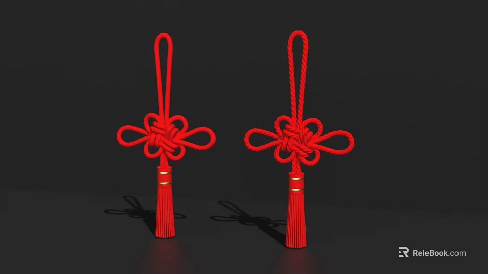 Red Chinese Knots As Decorative Home Living Supplies With Tassel Design 3d model 