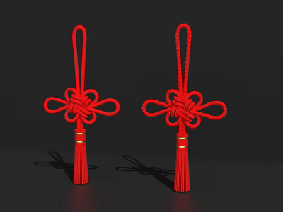 Red Chinese Knots As Decorative Home Living Supplies With Tassel Design 3d model