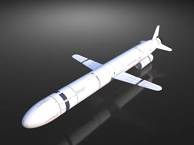 Military Weapon White Cruise Missile With Aerodynamic Wings And Tail Structure 3d model