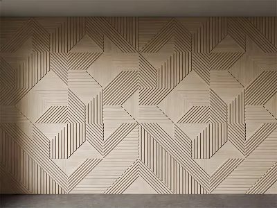 Wooden Wall Panel with Modern Geometric Pattern and Textured Surface for Interior Design 3d model
