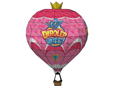 Amusement Equipment Pink Hot Air Balloon With Golden Crown And DUBOER Logo 3d model