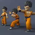 Anime Game Character 3D Model With Multiple Poses Orange Outfit And Blue Belt