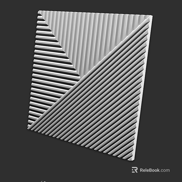 Modern Geometric Wall Panel Design With Diagonal And Vertical Striped Patterns 3d model 