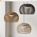 Three Modern Woven Spherical Pendant Lights In Different Neutral Tones For Interior Decor