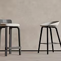 Two Modern Bar Stools With Gray And White Design And Stylish Legs 3d model