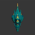 Turquoise Dragon 3D Model Game Movie Character Flying with Yellow Accents and Orange Underbelly