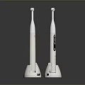 White Electric Toothbrushes With Base And Digital Display On Dark Surface 3d model