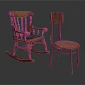 Wooden Rocking Chair with Armrest and Simple Straight Leg Chair Design