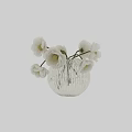Transparent Ribbed Glass Vase With Fresh White Blooming Flowers For Home Decor
