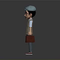 Man In Casual Attire Wearing Blue Cap And Glasses Vest Shirt Holding Briefcase
