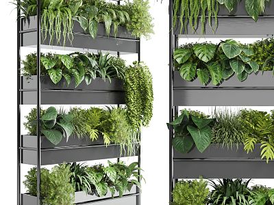 Plant Rack Shelf Storage Rack Plant Green Plant Flowers and Grasses Iron Rack 3d model