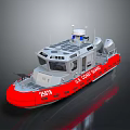 Red US Coast Guard Vessel 25078 Featuring Sleek Structure And Technical Equipment Design