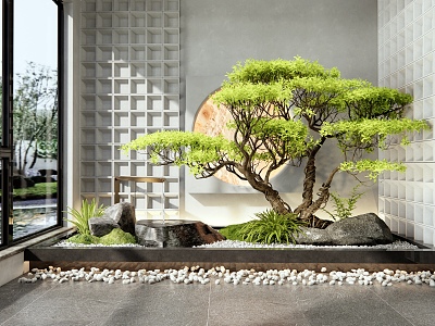 Modern courtyard sketch interior landscape water bowl water landscape stone plant landscape plant pile model