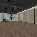 Spacious Fitness Gym Interior With Wooden Flooring Gray Walls And Bright Lighting Setup