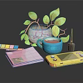Modern game machine home game machine drink book 3d model