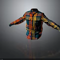 Colorful Plaid Long Sleeve Shirt With Red Yellow Blue Colors Casual Flat Lay
