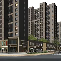 Aerial Planning of Modern High Rise Residential Complex With Commercial Outlets and Street Layout