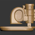 Shiny Golden Metallic Mechanical Component Featuring Turbo Like Structure And Base
