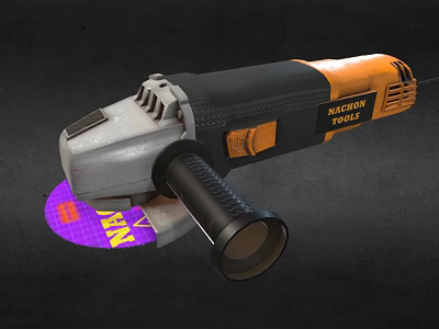 750W INNOVATION Angle Grinder Hardware Tool with Black Orange Gray Design and Purple Grinding Disc 3d model
