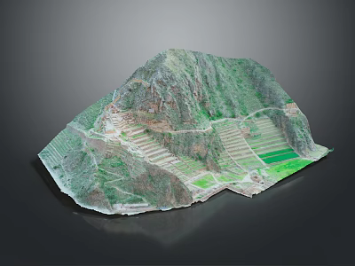 Scenic Mountain Landscape Featuring Ancient Terraced Fields Lush Green Vegetation And Winding Paths 3d model