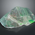 Scenic Mountain Landscape Featuring Ancient Terraced Fields Lush Green Vegetation And Winding Paths 3d model