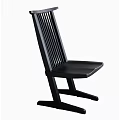 Black Wooden Leisure Chair With Slat Back X Shaped Legs And Modern Design