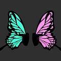 Game Movie Character With Stylish Blue Green And Pink Butterfly Wings Design
