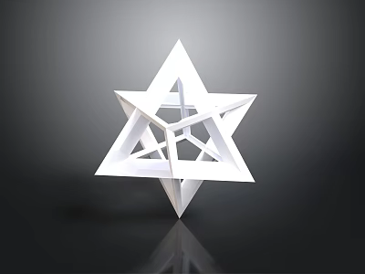 White 3D Geometric Star Structure With Interconnected Triangles On Dark Background 3d model